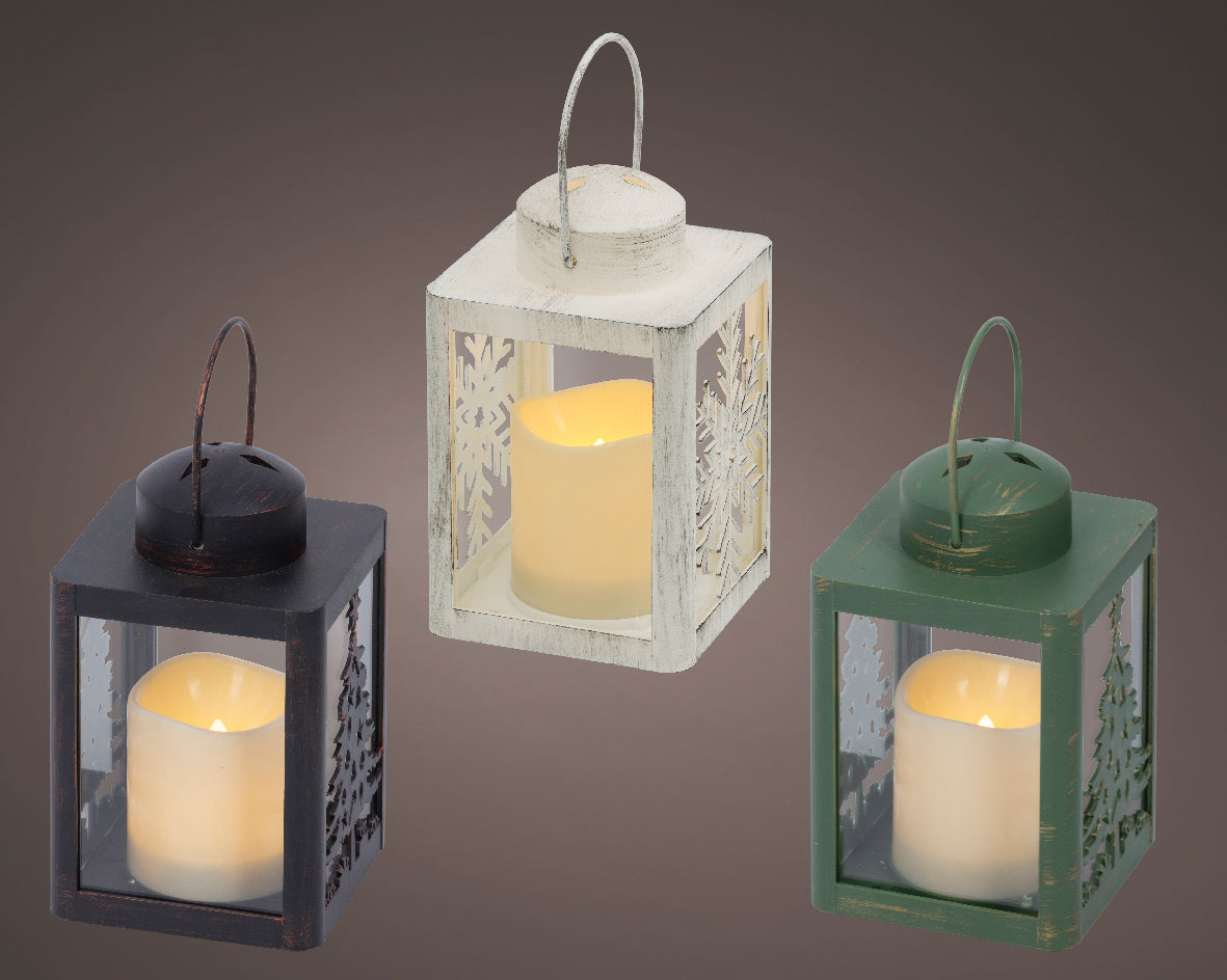 Light Up Flame Effect Indoor or Outdoor Candle Lantern - 17cm