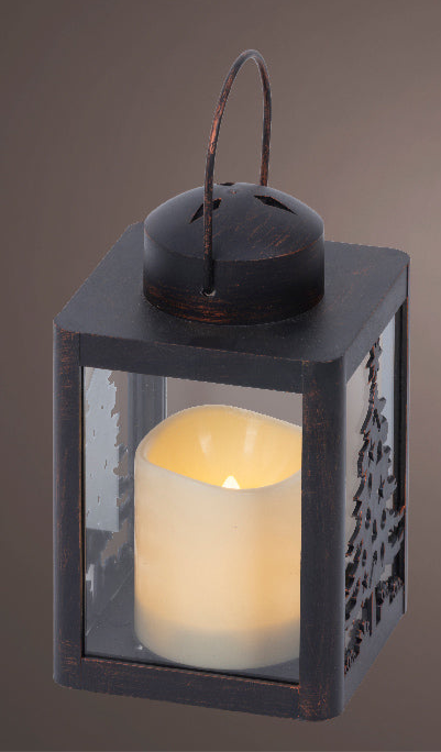 Light Up Flame Effect Indoor or Outdoor Candle Lantern - 17cm