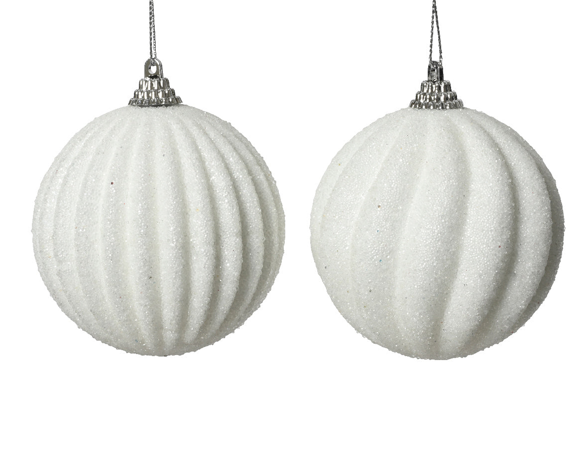 White Foam Glitter Textured Bauble