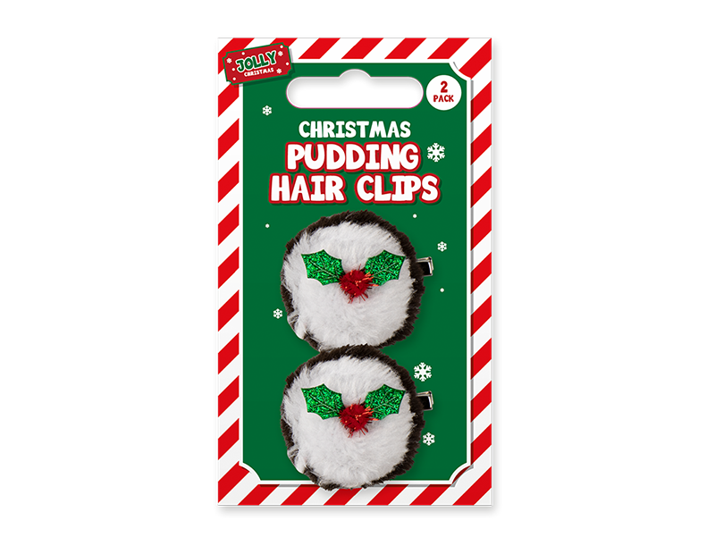 Christmas Pudding Hair Clips - Pack of 2