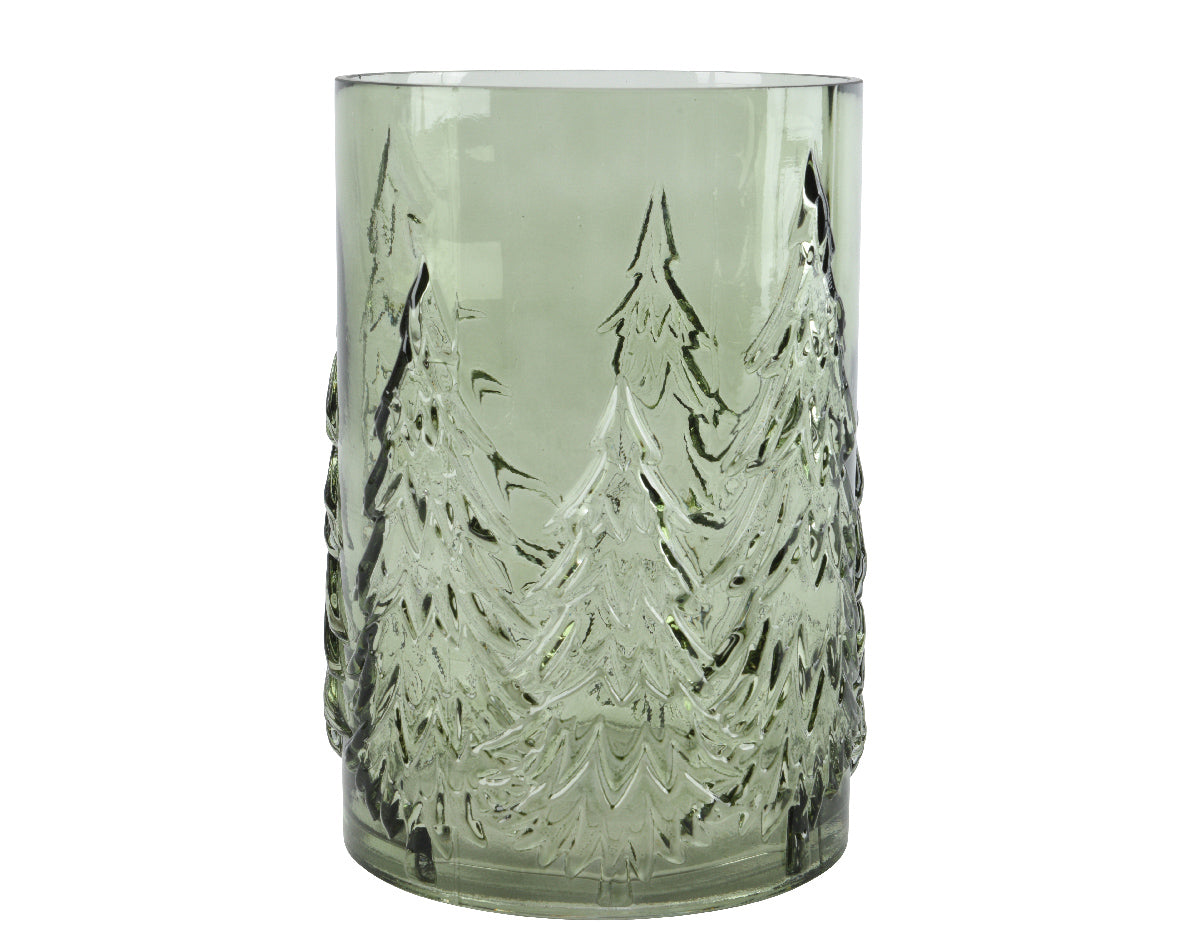 Green Glass Christmas Tree Vase