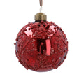 Gisela Graham - Antique Red Glass Ball Bauble with Beaded Trellis - 8cm