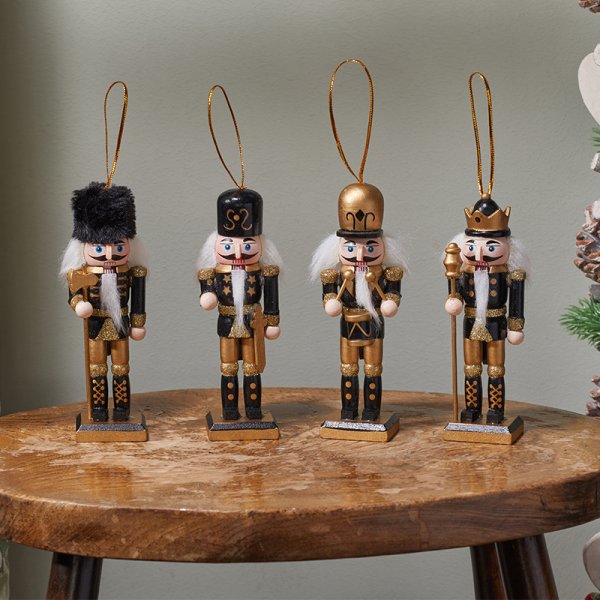 Hanging Nutcracker Pendant Tree Decoration - Black & Gold