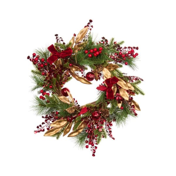 Ruby Velvet Festive Wreath - 40cm