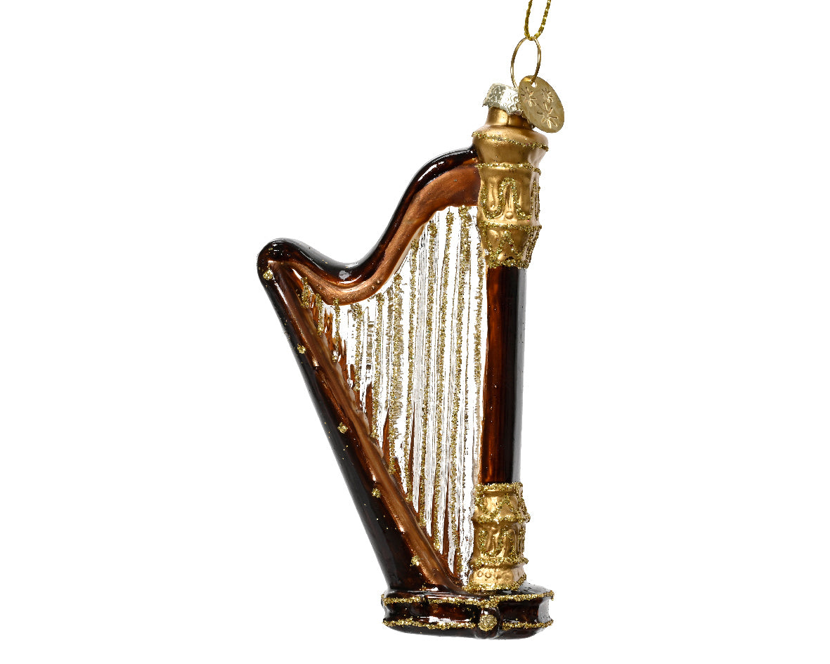 Glass Glitter Harp Musical Instrument Christmas Bauble