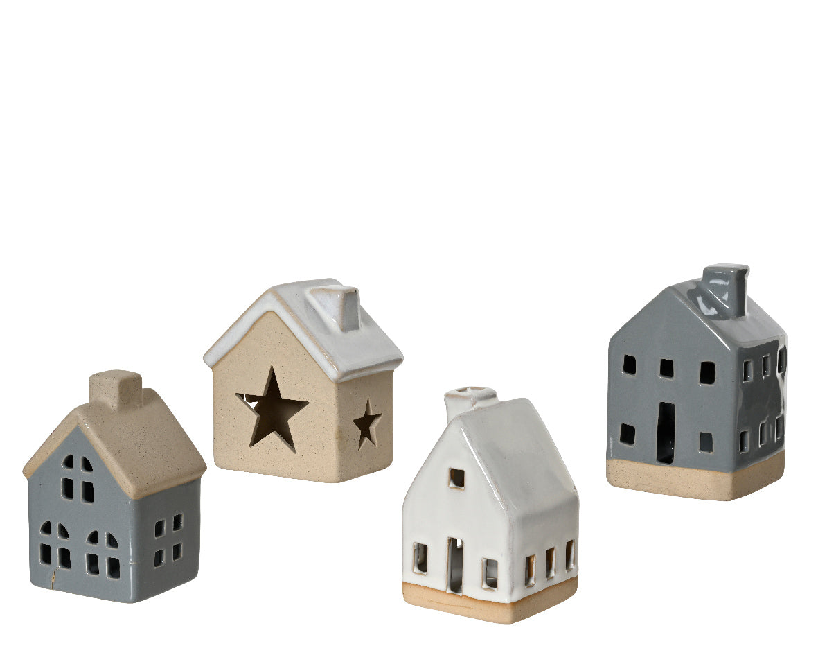 Shiny Glazed Porcelain House Tabletop Decoration - 11cm