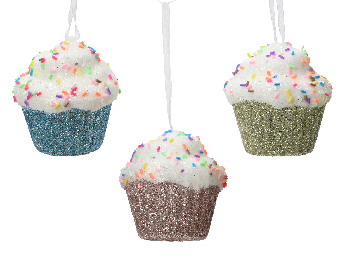 Individual Multicoloured Foam Cupcake Hanging Decoration - 7cm