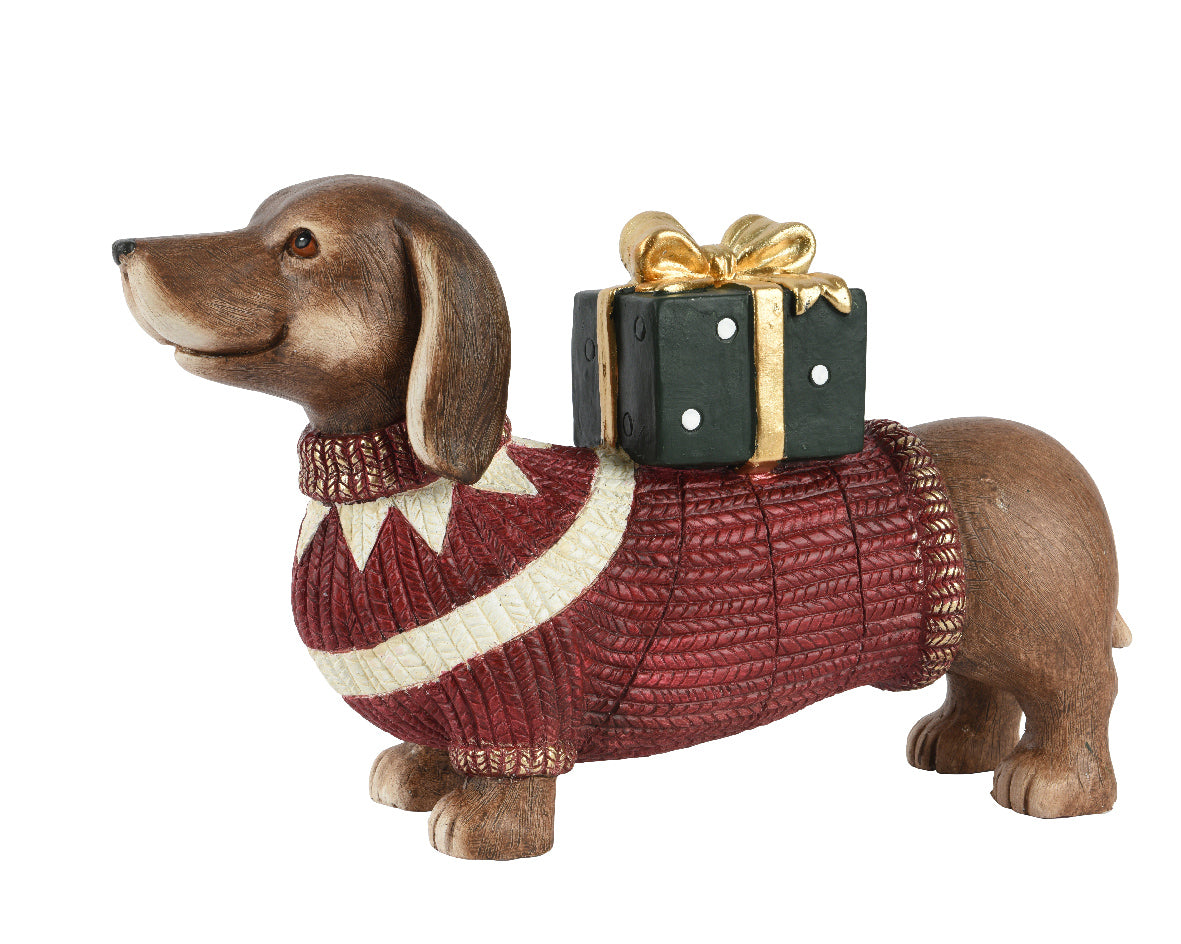 Sausage Dog in Jumper with Gift Ornament
