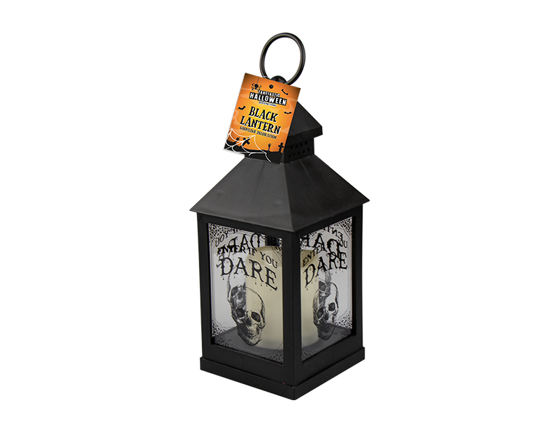 Black Spooky Light Up Halloween Lantern - Battery Operated