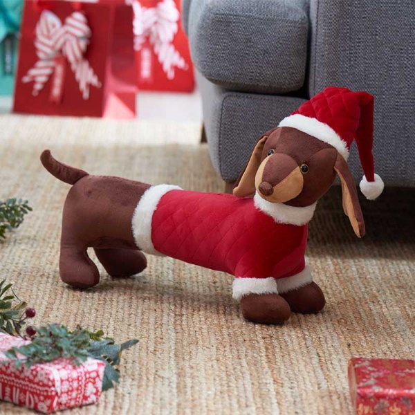 Donovan Dachshund Plush with Santa Hat - 55cm