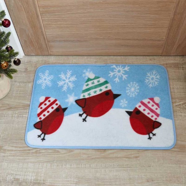 Festive Beanie Robins Doormat 40x60cm