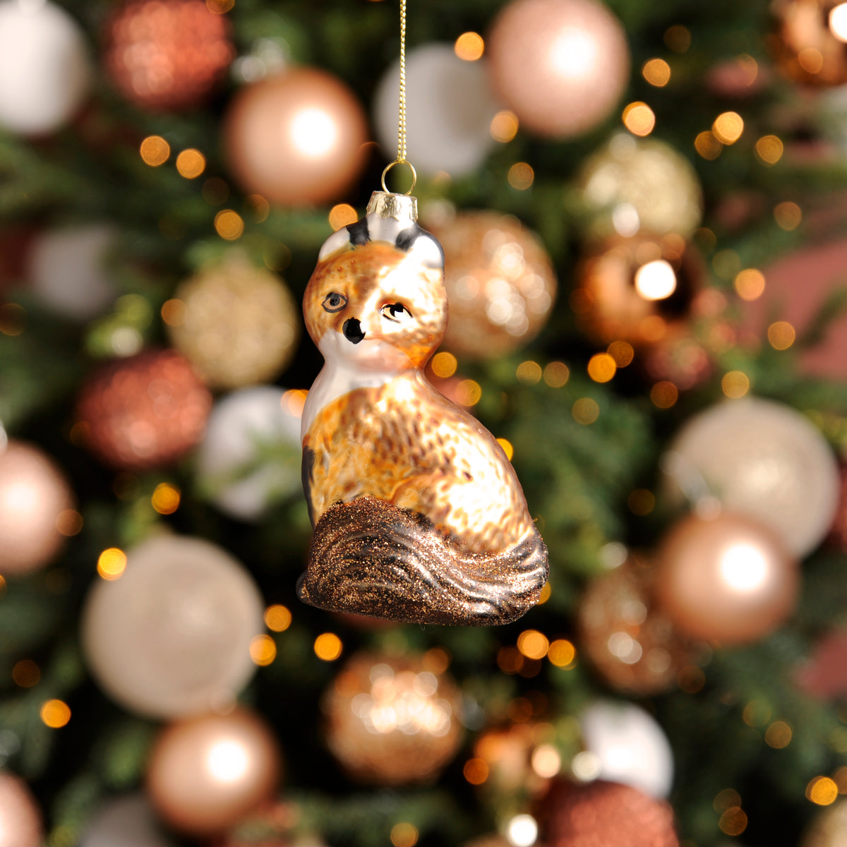 Novelty Glass Fox Hanging Decoration - 12cm