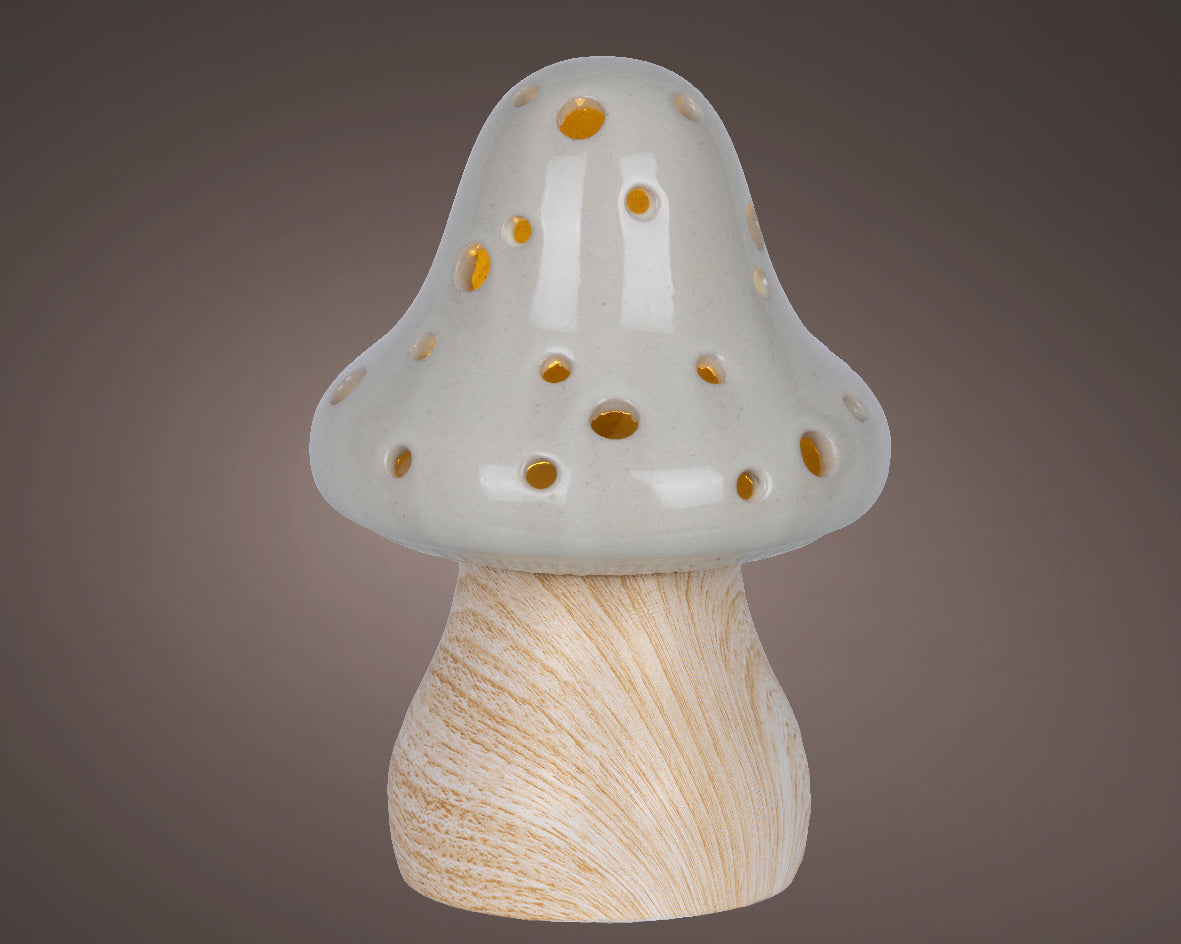 Warm White LED Porcelain Mushroom - 16.5cm