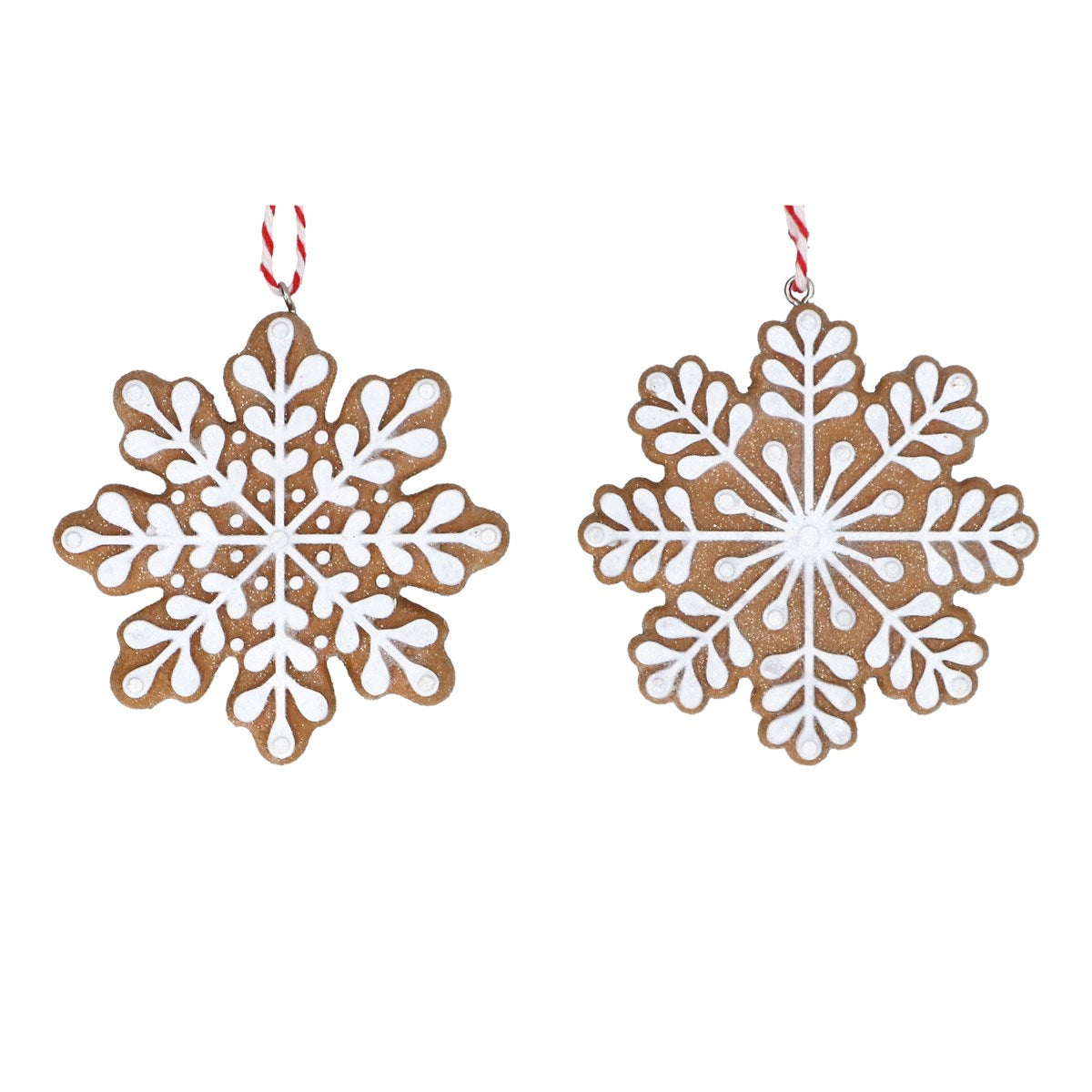 Gisela Graham - White Iced Resin Gingerbread Snowflake Hanging Decoration Single - 7cm