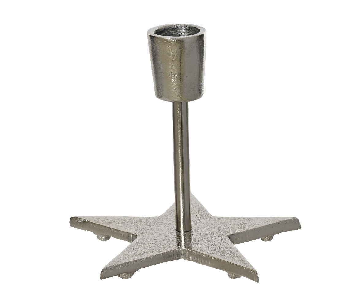 Polished Aluminium Silver Star Candleholder
