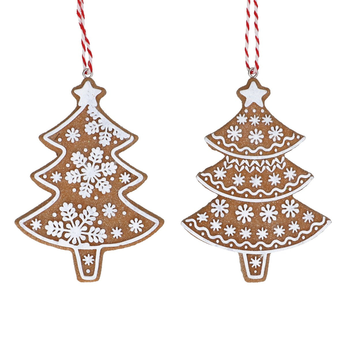 Gisela Graham - White Iced Resin Gingerbread Tree Hanging Decoration Single - 9cm