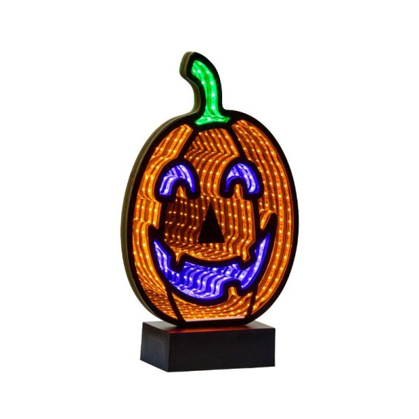 Lit Pumpkin Infinity Mirror - 28cm