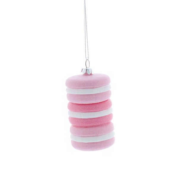 Pink & White Macaroon Glitter Stack Christmas Tree Bauble