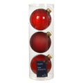 Large Oxblood Red Transparent Glass Baubles Shiny & Matte 10cm - Box of 3