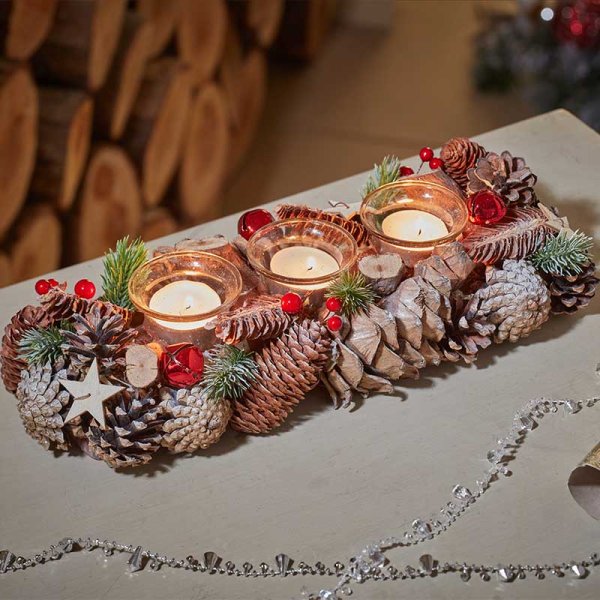 FrostStar Trio Candle Tealight Holder - 36cm