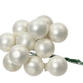Winter White Mini Glass Baubles on a Wire - Bunch of 10 (2.5cm) - Matt Finish