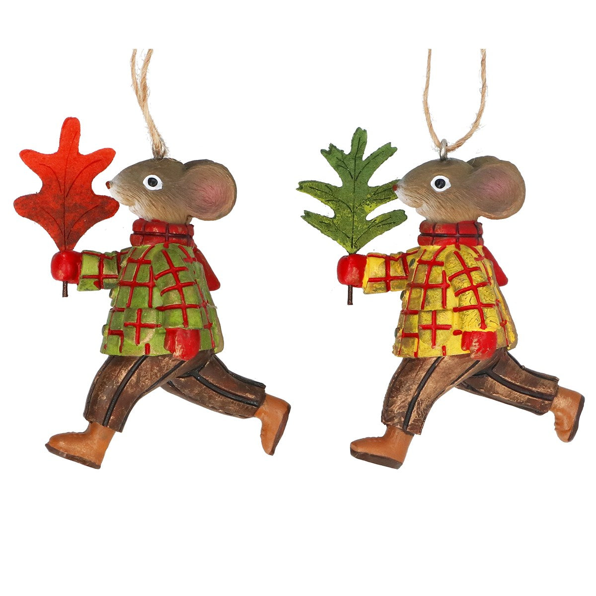 Gisela Graham - Resin Mouse in Plaid Jumper Hanging Bauble Single - 8cm