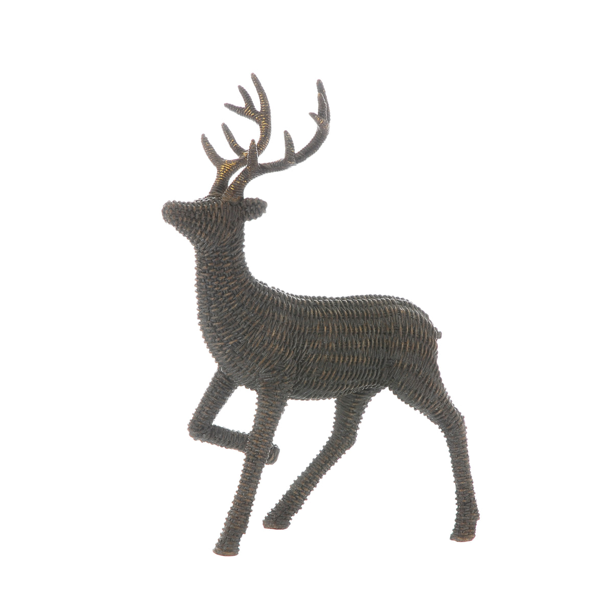 Wicker Style Standing Reindeer Decoration - 33cm