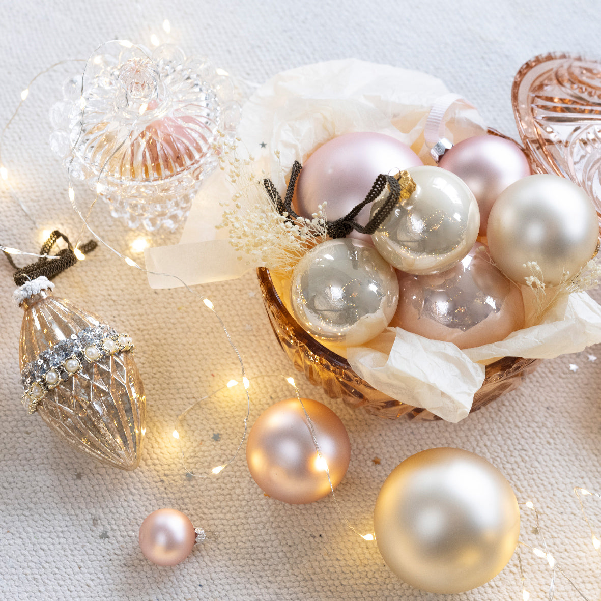 Pearl Mixed Glass Baubles - Tube of 24