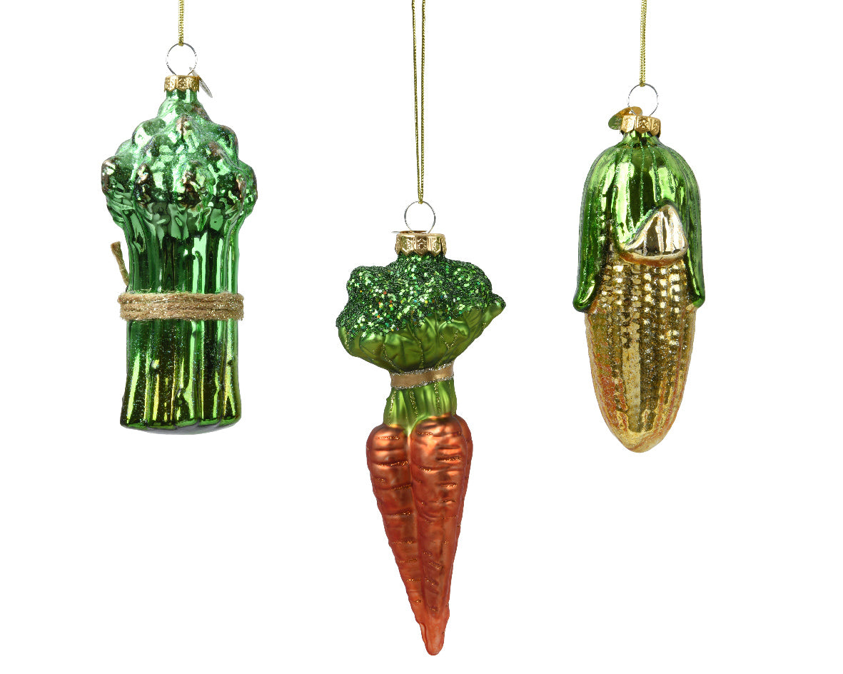 Glass Individual Shiny Vegetable Hanging Christmas Tree Decoration