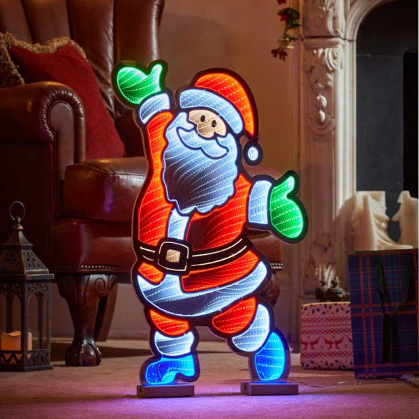 Three Kings Father Christmas Infinity Mirror Light 60cm