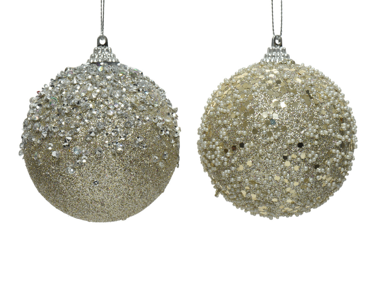 Champagne Foam Bauble with Glitter, Beads, and Diamonds