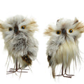Snowy White and Grey Glittery Owl Decoration with Feathers