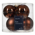 Espresso Brown Mixed Matt & Shiny 8cm Glass Baubles - Tube of 6