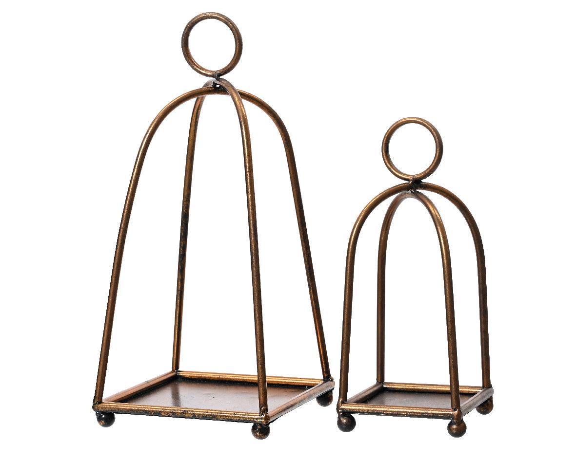 Set of 2 Antique Brass Toned Iron Vintage Candleholder