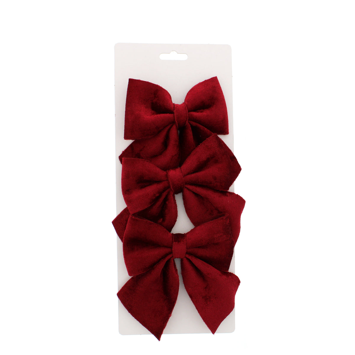 Set of 3 Oxblood Dark Red Burgundy Velvet Bows Christmas Decorations