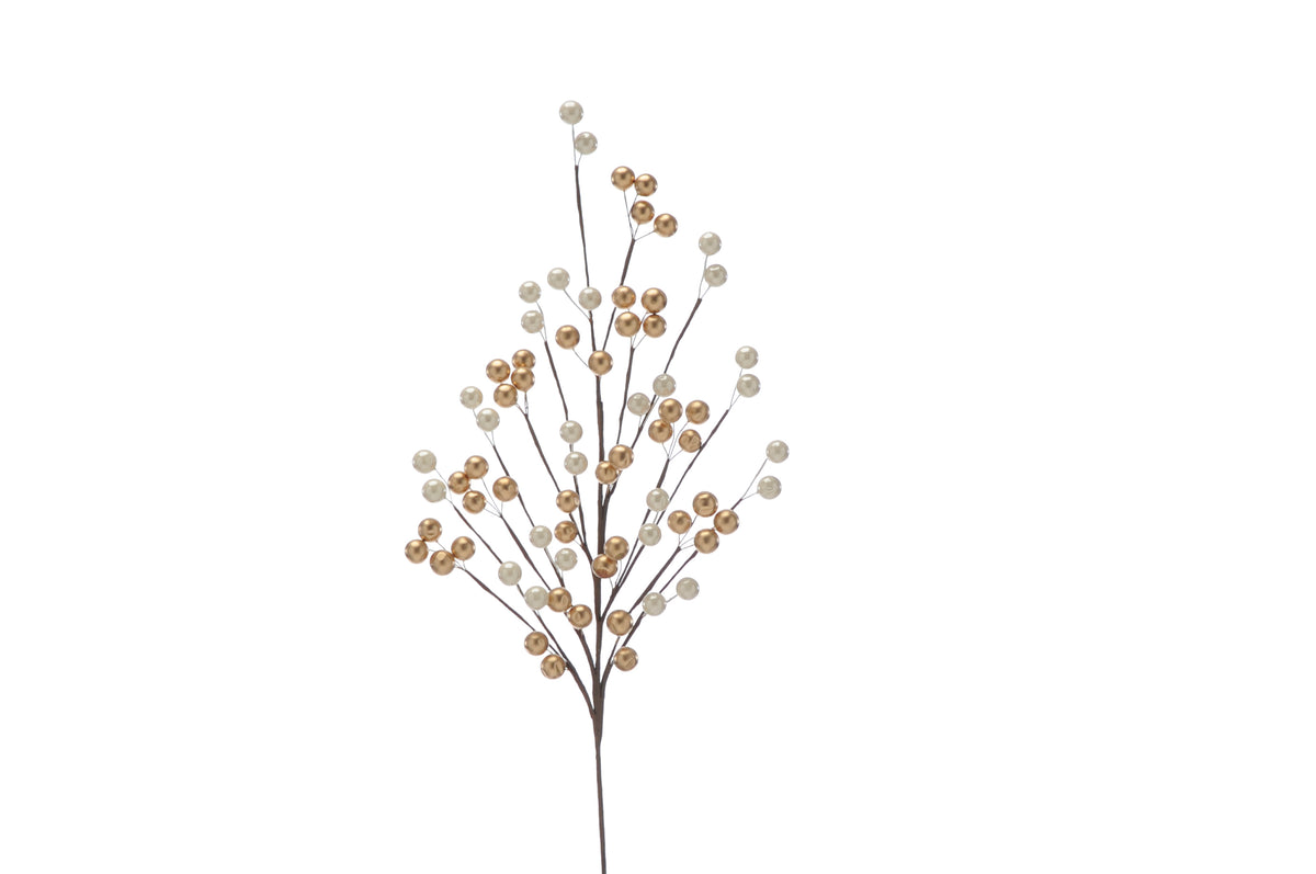 X-Large Gold & White Berry Spray - 56cm