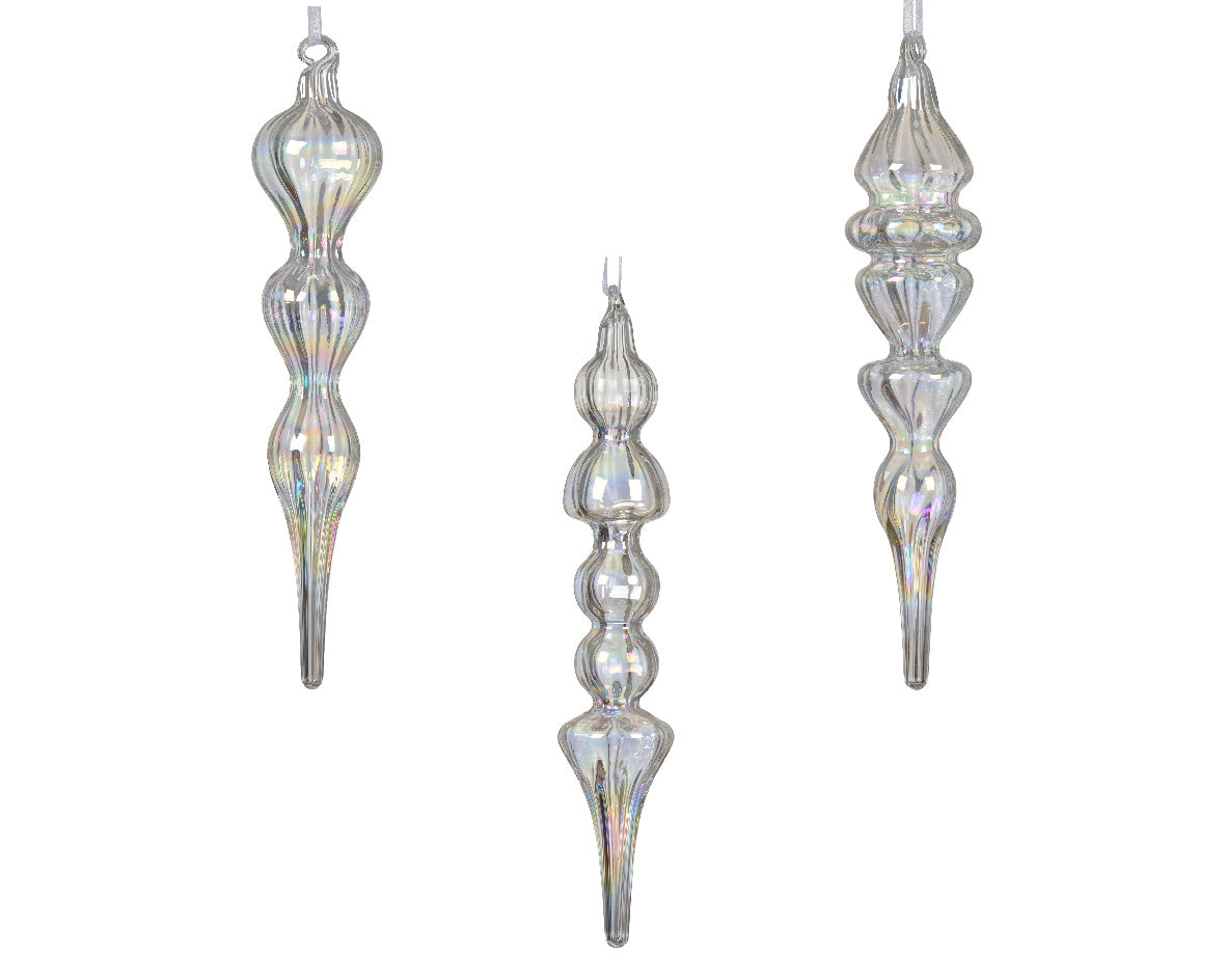 Transparent Glass Drop Bauble with Iridescent Finish - 18cm