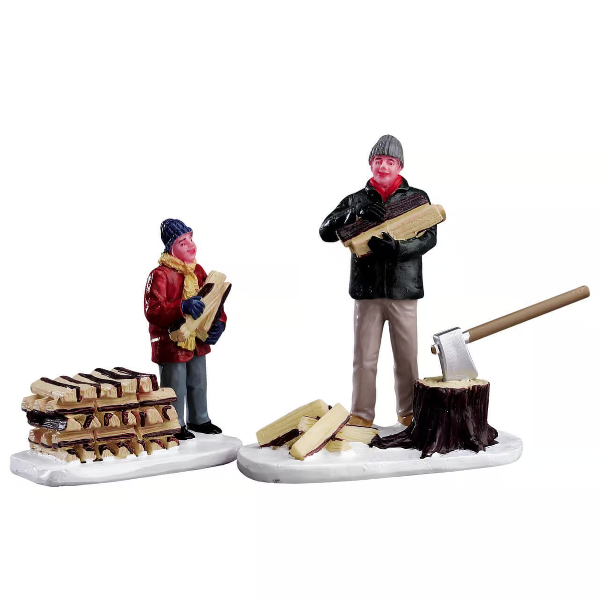 Lemax- Stacking Firewood Father & Son Christmas Village Figurines - Set of 2