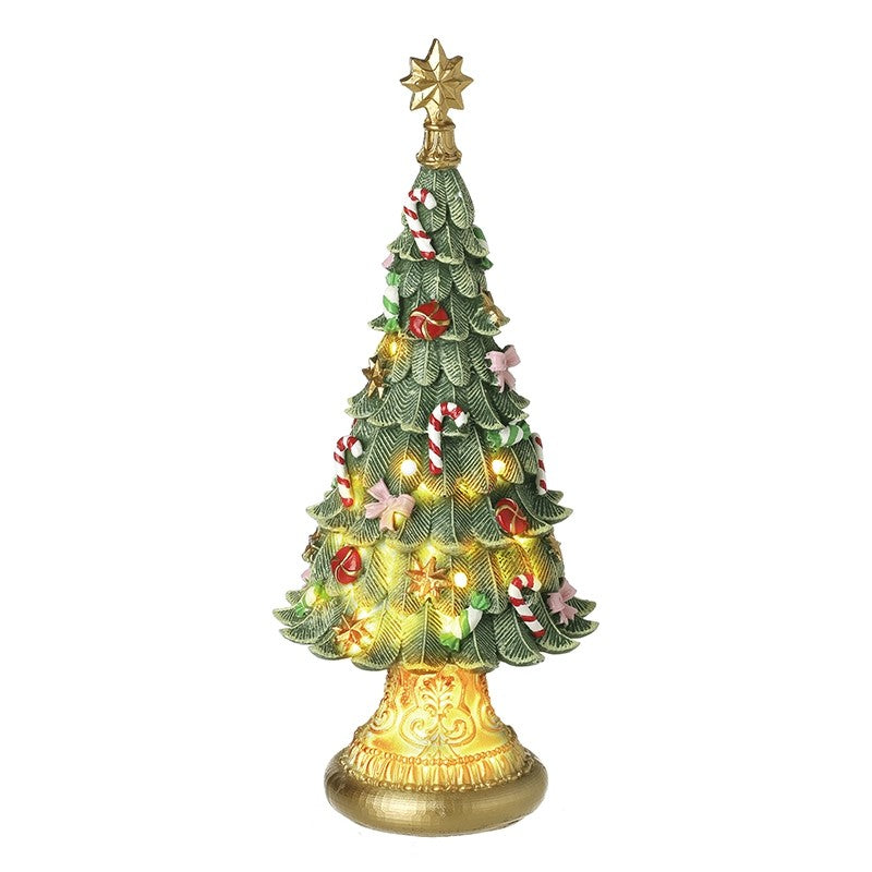 Traditional Ornate Light Up Christmas Pot Tree - 34cm