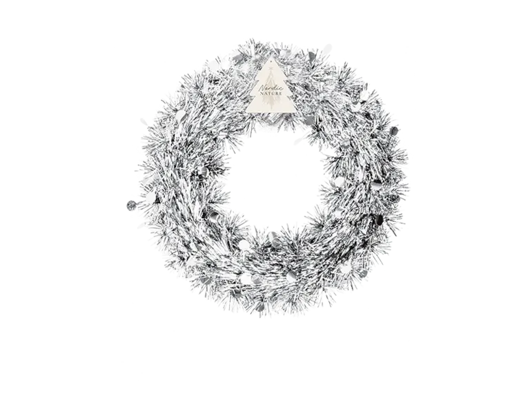Silver Tinsel Christmas Wreath 28cm