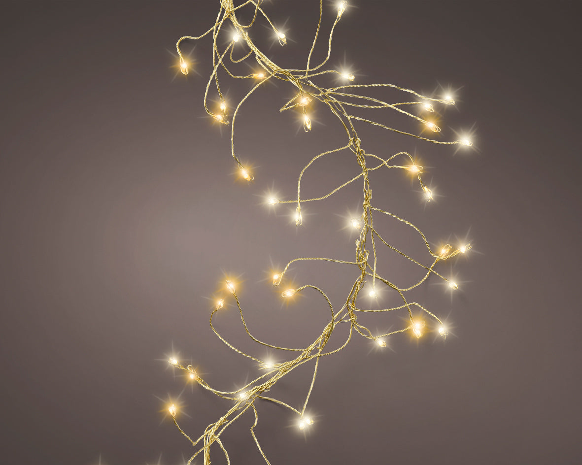 Lumineo 960 Warm & Classic White Micro LED Cluster Twinkle Outdoor Lights with 6m Gold Cable