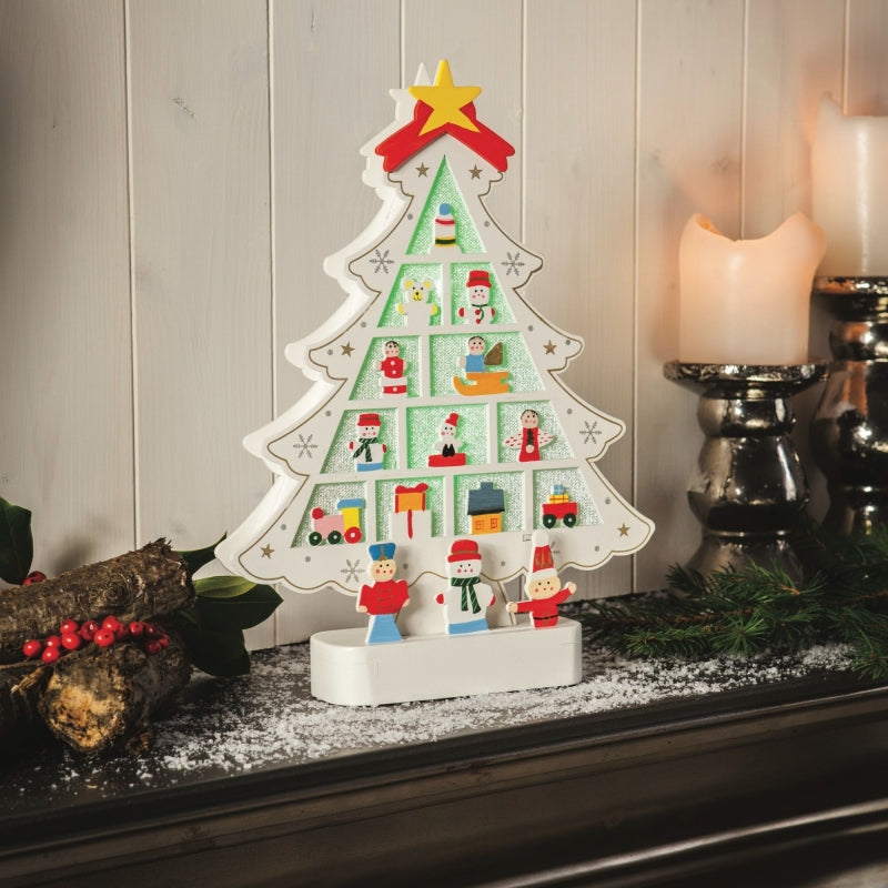 NOMA Wooden Christmas Tree Ornament with Colour Changing Lights
