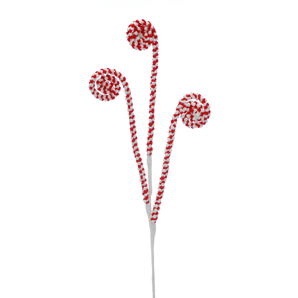 Red & White Candy Cane 3 Swirl Stem - 77cm