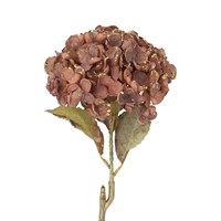 Gisela Graham -  Dusky Pink & Gold Glitter Hydrangea Stem - 62cm
