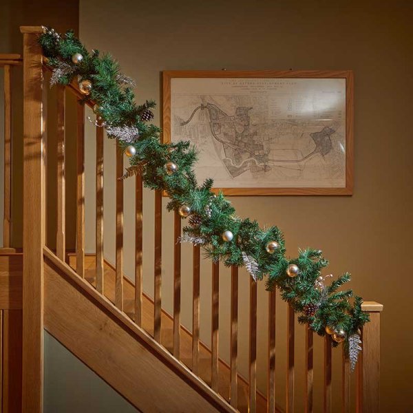 Gold Baubly Artificial Decorated Christmas Garland - 180cm
