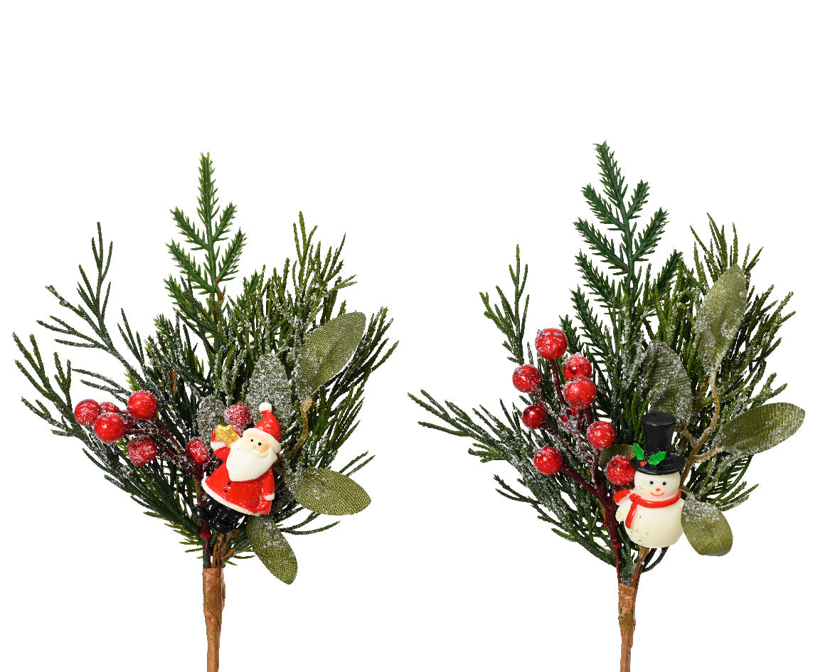 Frosted Berries Pick with Santa or Snowman Detail - Individual