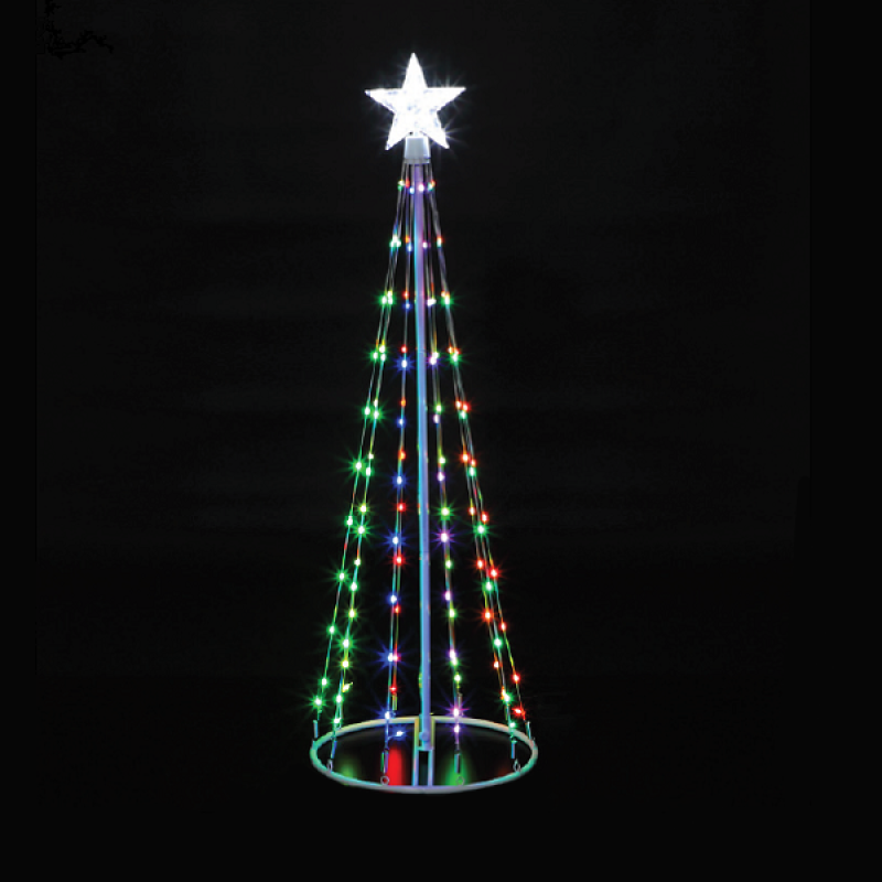 NOMA 1.2m 120 LED Digital Colour Changeable Remote Control Cone Tree O ...