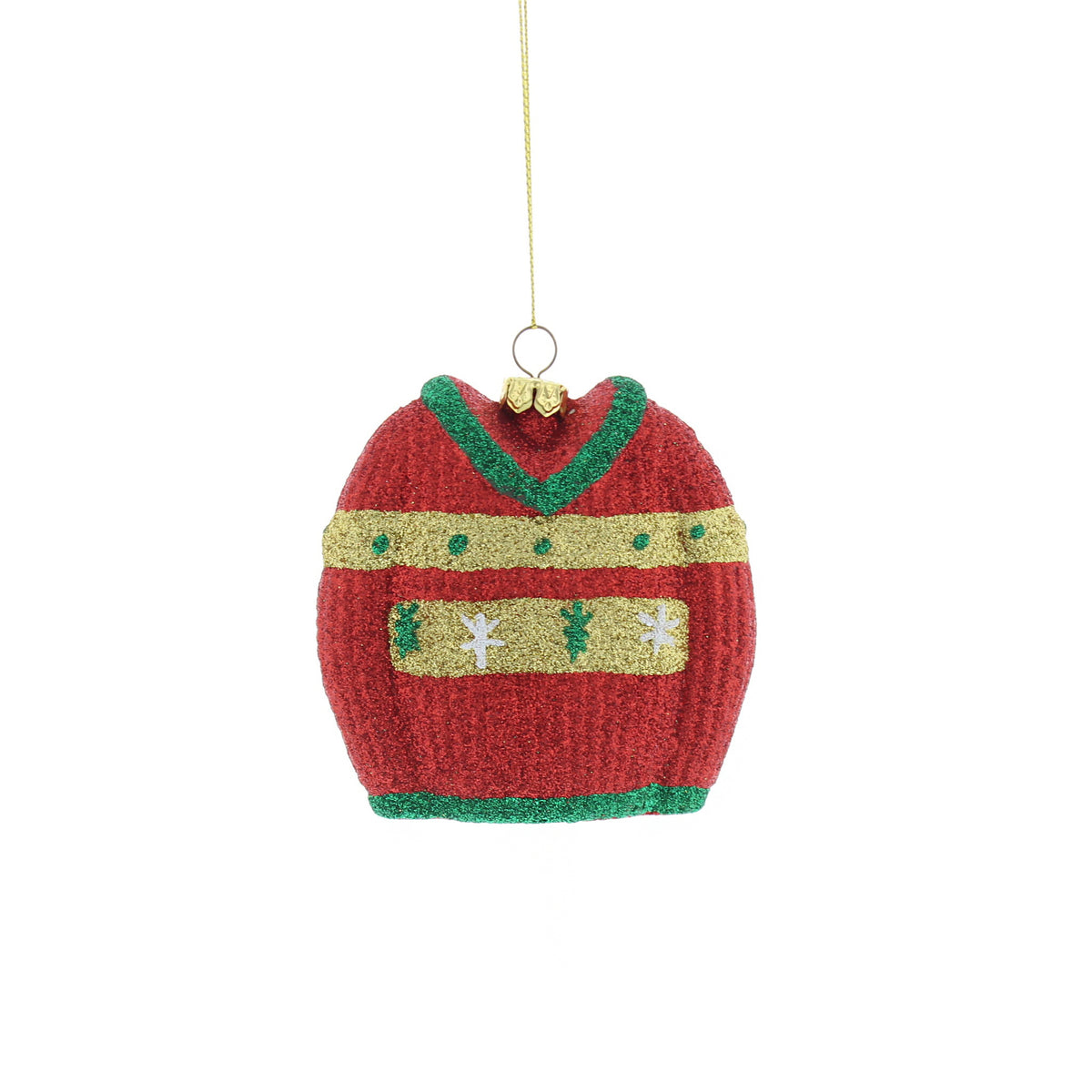 Red, Green & Gold Glitter Christmas Jumper Bauble