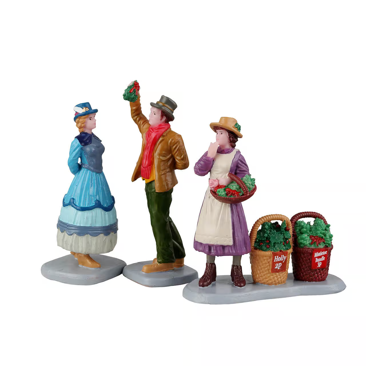 Lemax- Under The Mistletoe Christmas Village Figurines - Set of 3