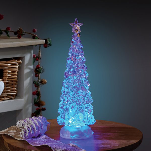SnowSwirl Ice Tree with Colour Changing Lights Glitter Water Spinner